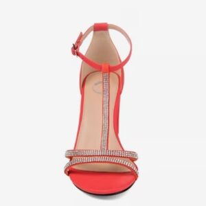 Journee Collection Red Rhinestone Heels